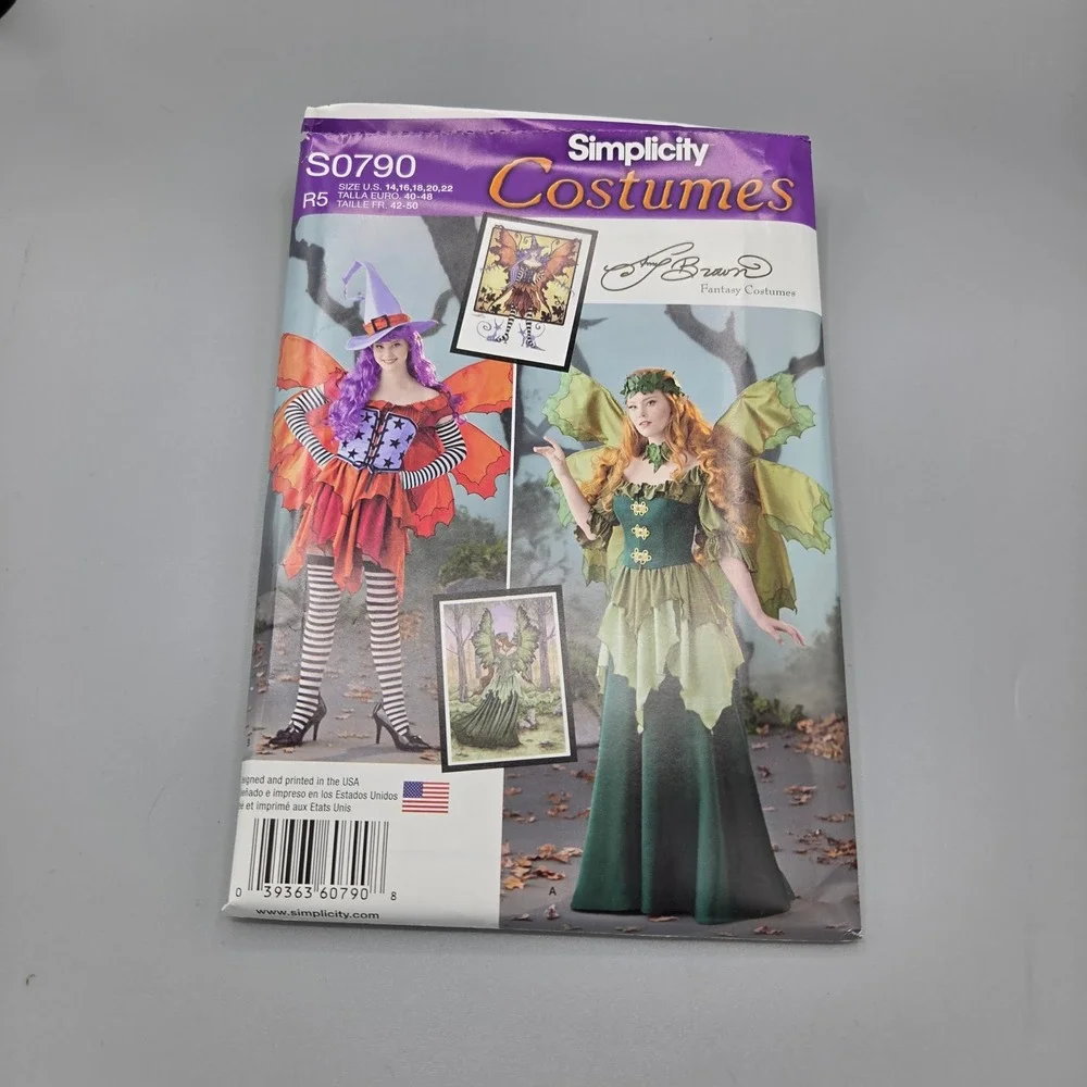 Simplicity S0790 Amy Brown Fantasy Fairy Witch Costume Sewing Pattern Size 14-22